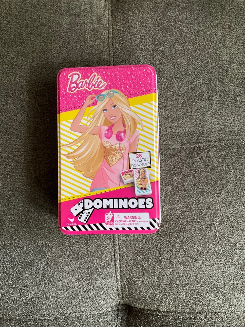 EUC Barbie Designer Dominoes in Metal Box